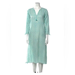 Beautiful blue & turquoise Matta NY printed dress XS 100% cotton EUC